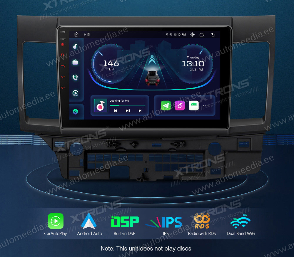 Mitsubishi Lancer (2007-2017)  XTRONS PEP12LSM merkkikohtainen Android GPS multimedia näyttösoitin