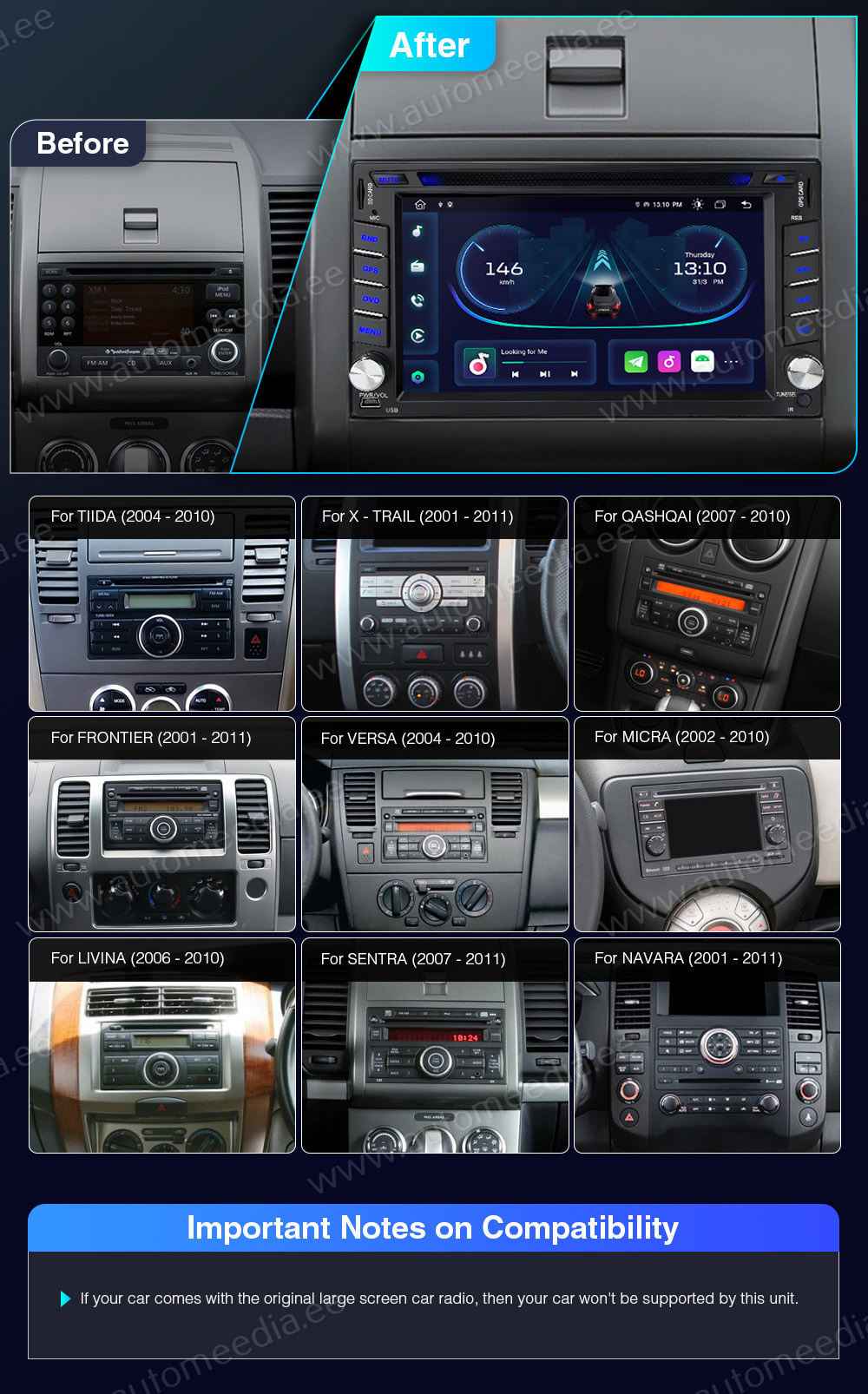 Autoradio GPS Nissan Qashqai et x-trail 2014-2016 –