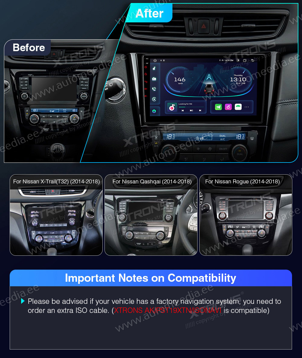 Nissan Qashqai (2016-2017)  custom fit multimedia radio suitability for the car