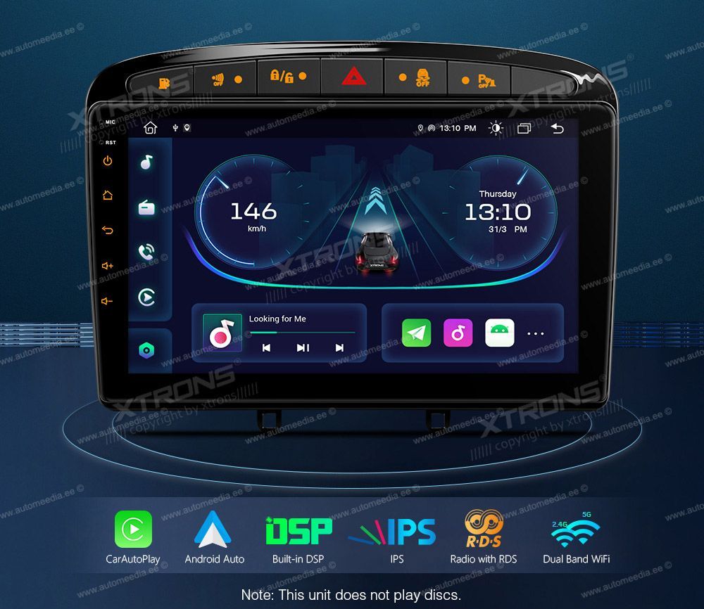 Peugeot 308 (2007-2013) | 408 (2011-2013) | RCZ (2010-2015)  XTRONS PEP91408P Car multimedia GPS player with Custom Fit Design