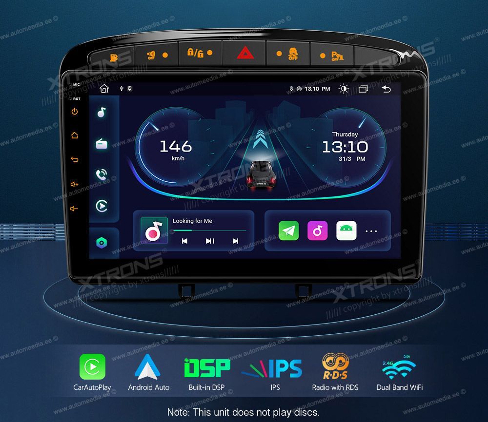 Peugeot 308 (2007-2013) | 408 (2011-2013) | RCZ (2010-2015) XTRONS PEP91408P Car multimedia GPS player with Custom Fit Design