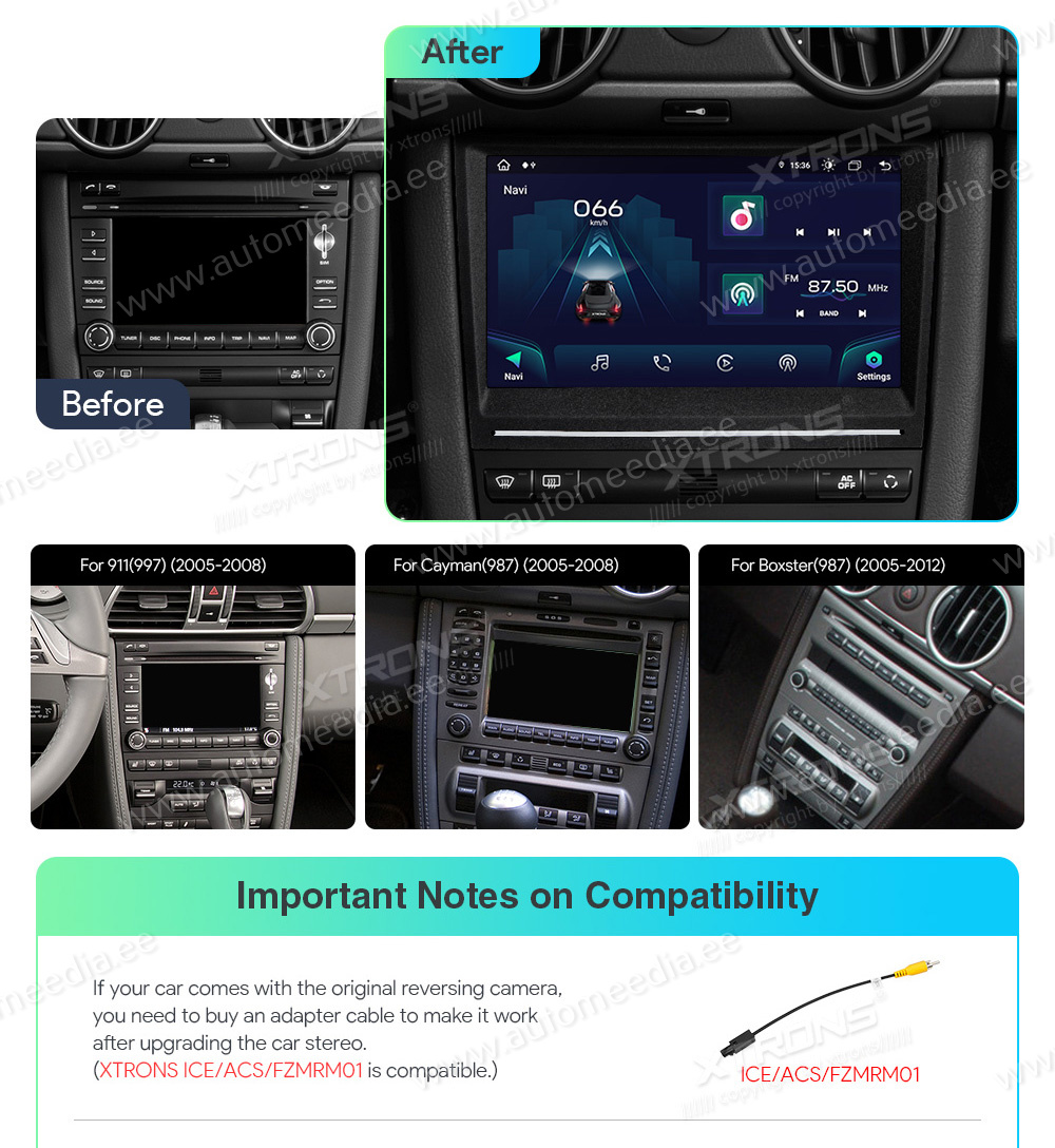 Porsche 911 | Cayman | Boxter (2005-2012)  custom fit multimedia radio suitability for the car