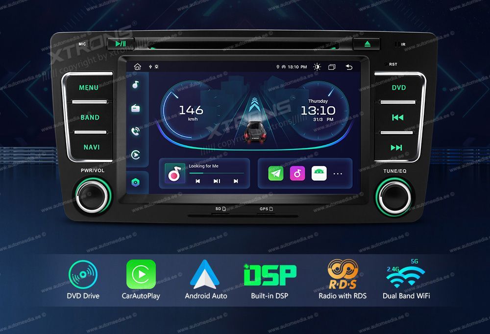 Skoda Octavia | Yeti (2008-2013)  XTRONS PE71CTS Car multimedia GPS player with Custom Fit Design