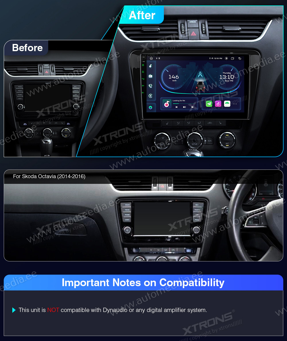 Skoda Octavia (2014-2016)  custom fit multimedia radio suitability for the car