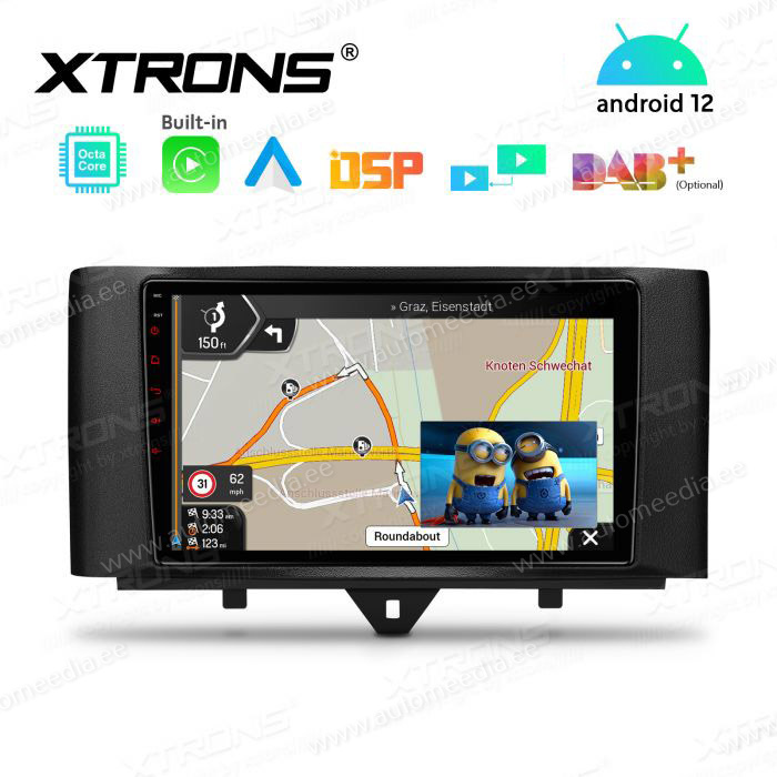 Smart Fortwo (2011-2014) mudelipõhine Android 12 GPS autoraadio ja multimeedia keskus