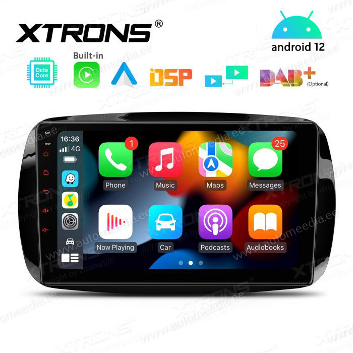 Smart Fortwo (2015-2018) mudelipõhine Android 12 GPS autoraadio ja multimeedia keskus