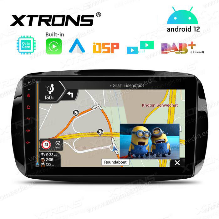 Smart Fortwo (2015-2018) mudelipõhine Android 12 GPS autoraadio ja multimeedia keskus