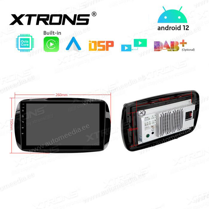 Smart Fortwo (2015-2018) mudelipõhine Android 12 GPS autoraadio ja multimeedia keskus