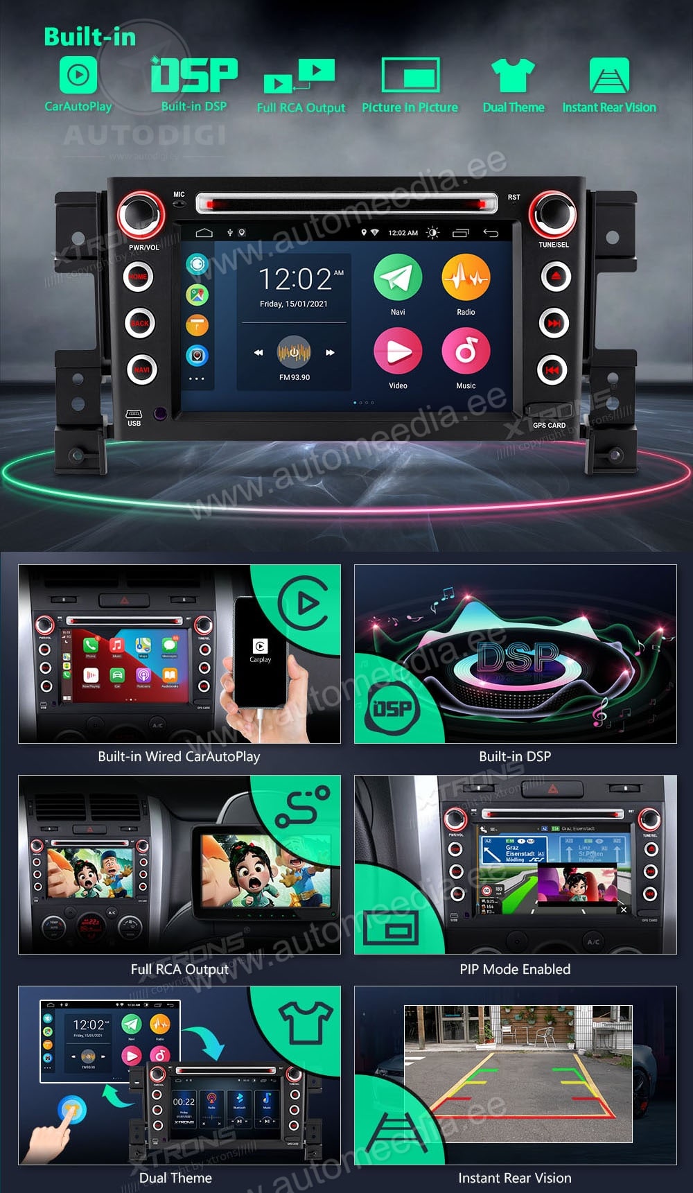 Suzuki Vitara (2005-2013) XTRONS PSA70GVS Car multimedia GPS player with Custom Fit Design