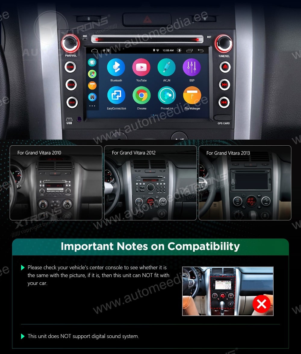 Suzuki Vitara (2005-2013) XTRONS PSA70GVS XTRONS PSA70GVS custom fit multimedia radio suitability for the car