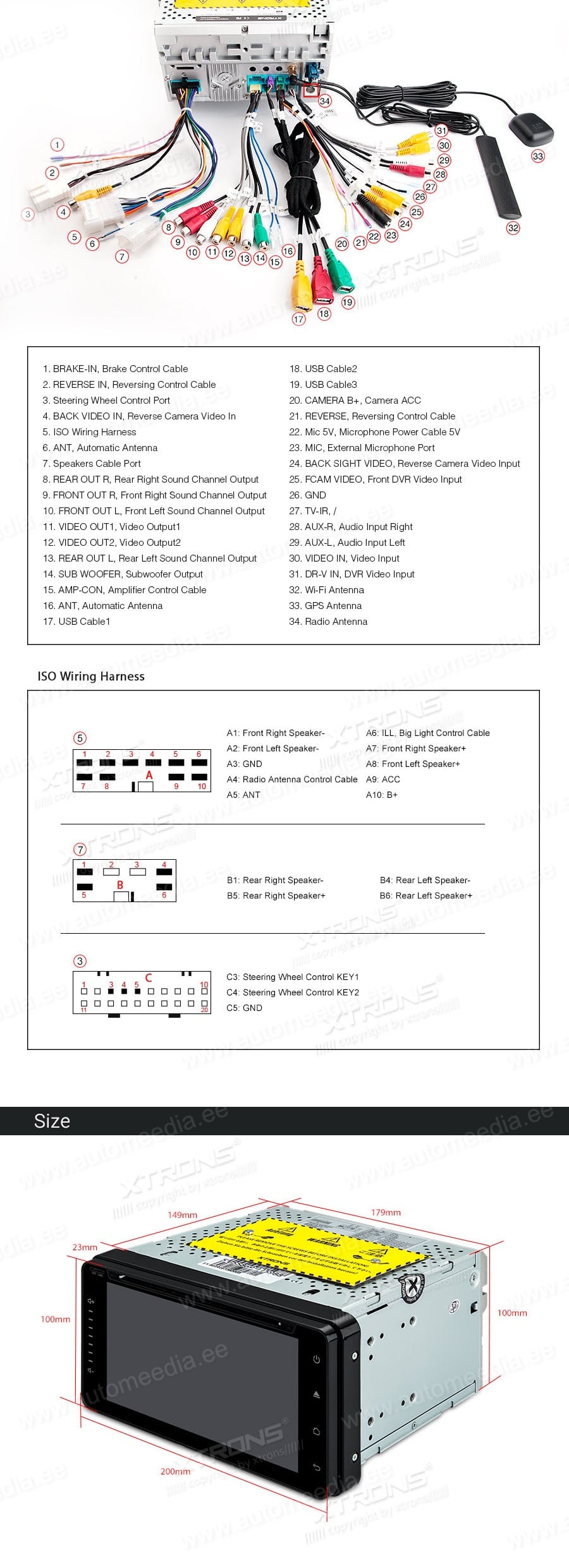 Toyota Hilux (2001-2011) | RAV4 (2000-2005) | LC100 XTRONS PBX70HGT XTRONS PBX70HGT Wiring Diagram and size