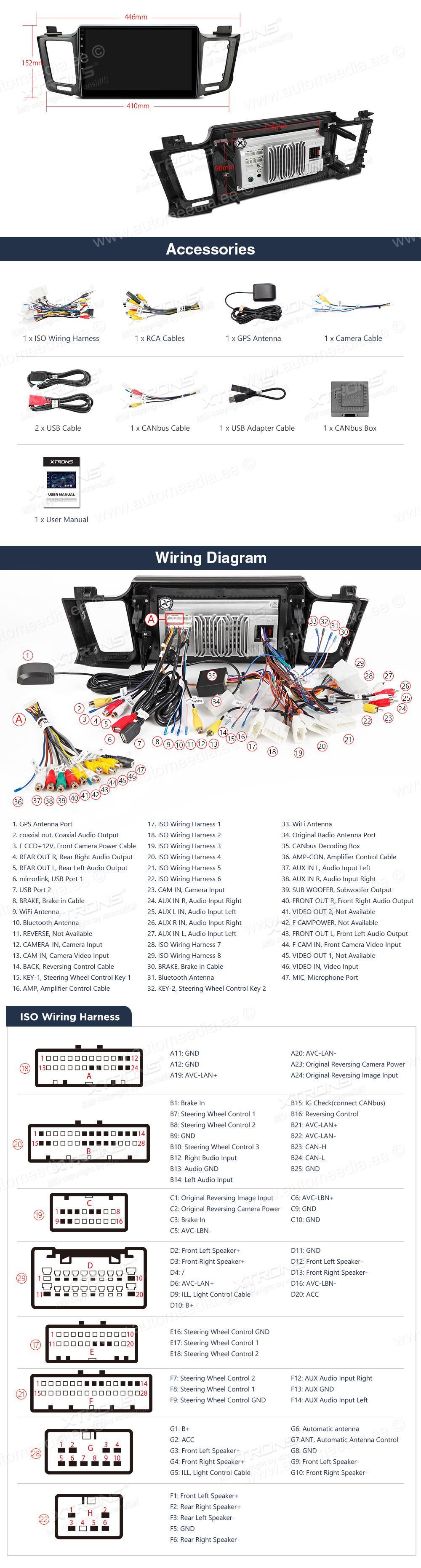 Toyota RAV4 (2013-2017) XTRONS PEP11RVT_L XTRONS PEP11RVT_L Подключения