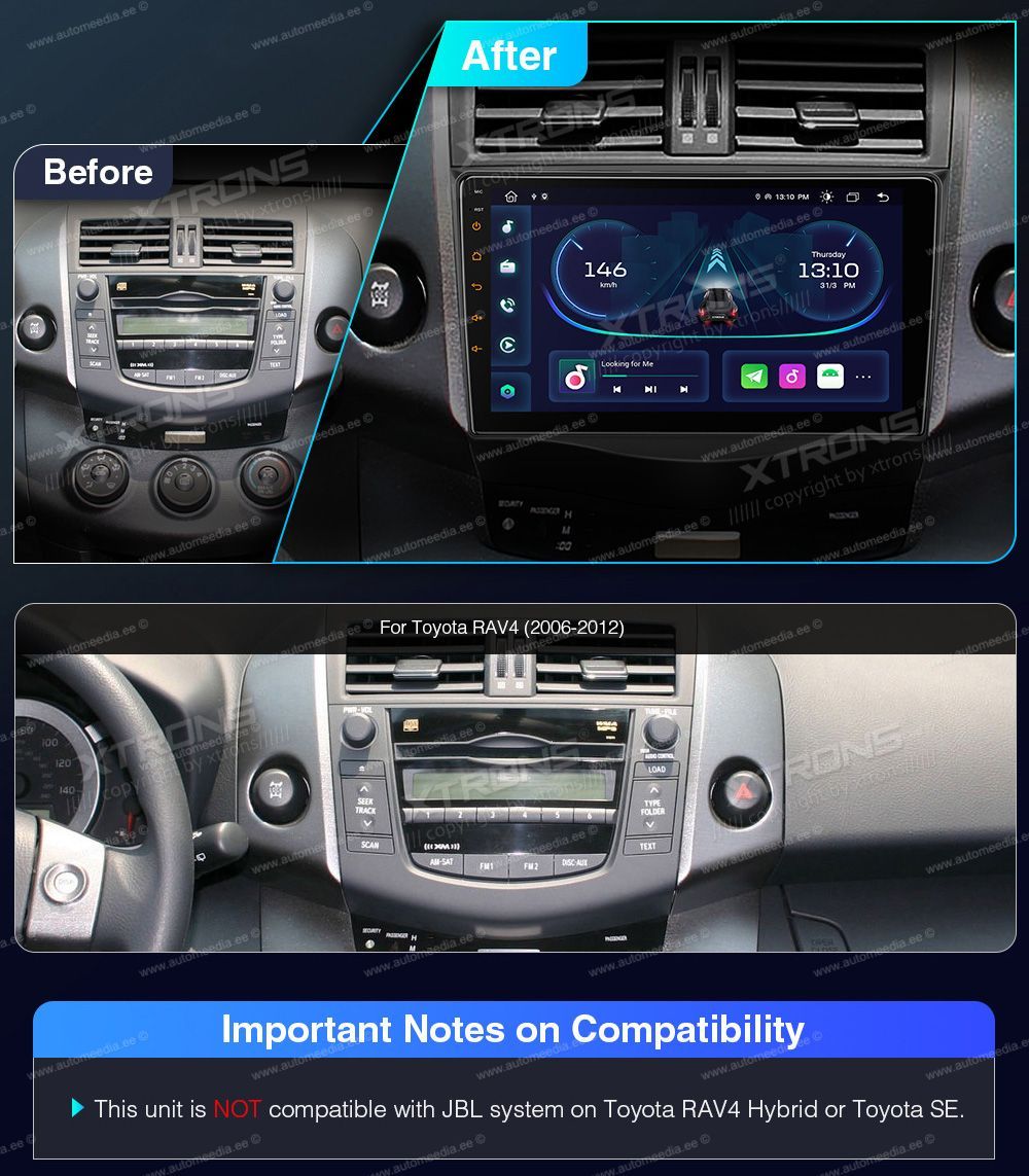 Toyota RAV4 (2009-2012)  custom fit multimedia radio suitability for the car