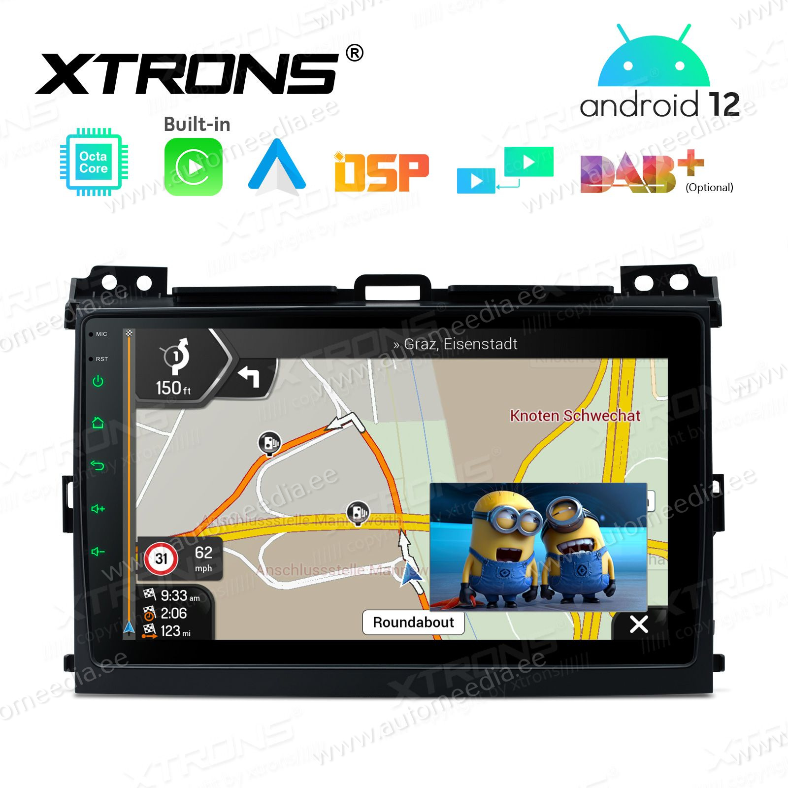 Toyota Landcruiser 120 (2002-2009) mudelipõhine Android 12 GPS autoraadio ja multimeedia keskus