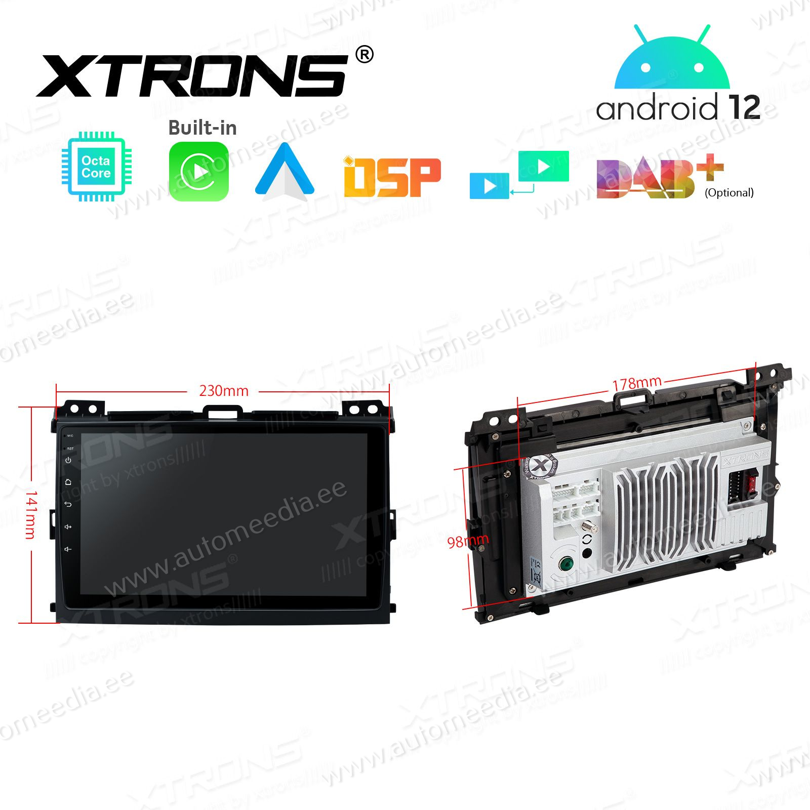 Toyota Landcruiser 120 (2002-2009) mudelipõhine Android 12 GPS autoraadio ja multimeedia keskus