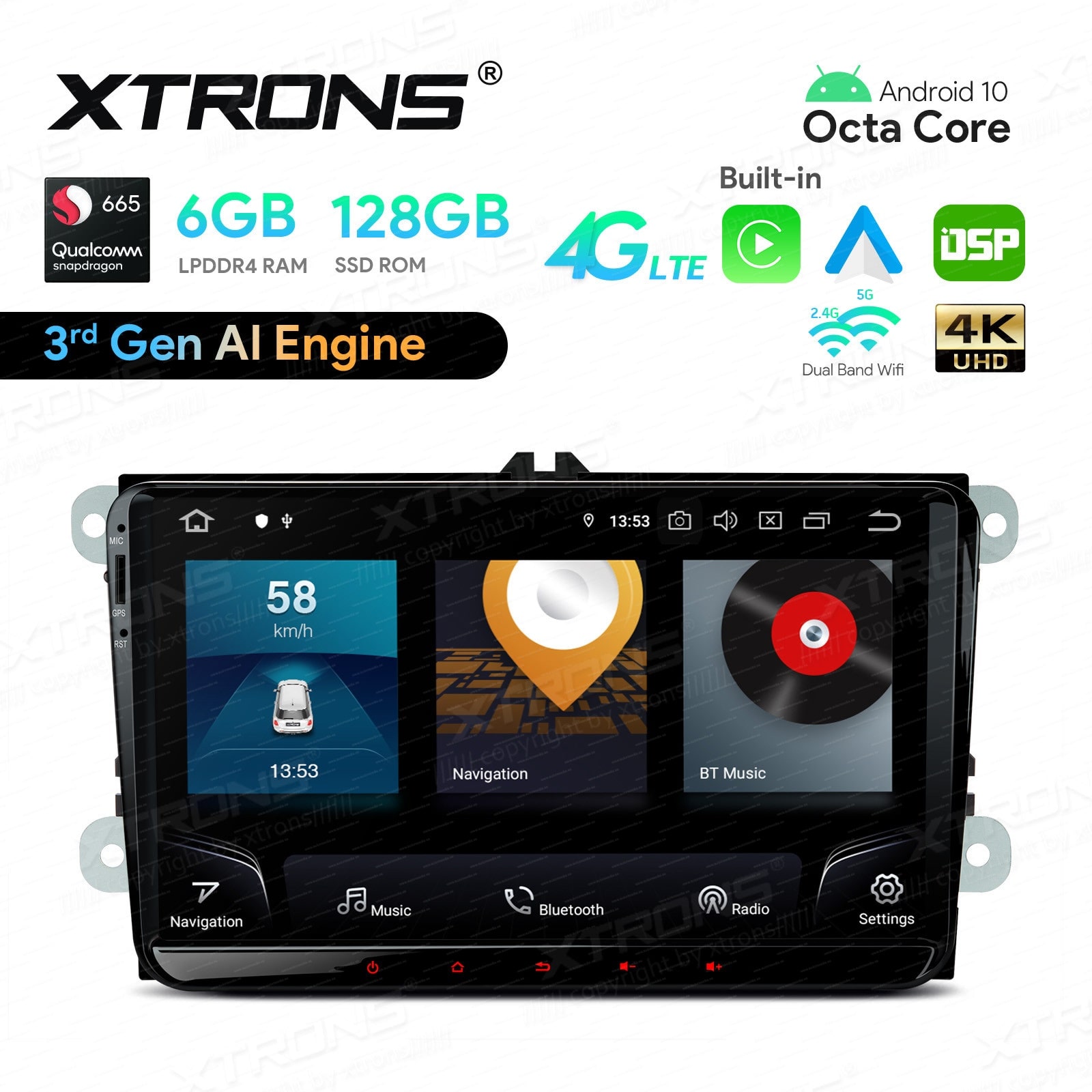 VW Passat B6 | B7 | Multivan | Transporter T5 | T6 | Amarok | Tiguan | Touran | Sharan Android 12 auto GPS multimedia näyttösoitin | 9" tuuman kosketusnäyttö | 6Gb RAM | 128 Gb ROM | Apple CarPlay & Android Auto sisäänrakennettuna
