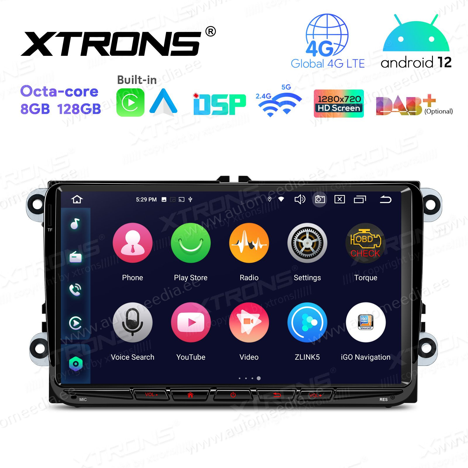 VW Passat B6 | B7 | Multivan | Transporter T5 | T6 | Amarok | Tiguan | Touran | Sharan mudelipõhine Android 12 GPS autoraadio ja multimeedia keskus
