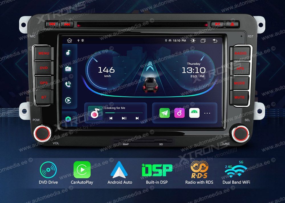 VW Passat B6 | B7 | Multivan | Transporter T5 | T6 | Amarok | Tiguan | Touran | Sharan  XTRONS PE71MTV merkkikohtainen Android GPS multimedia näyttösoitin