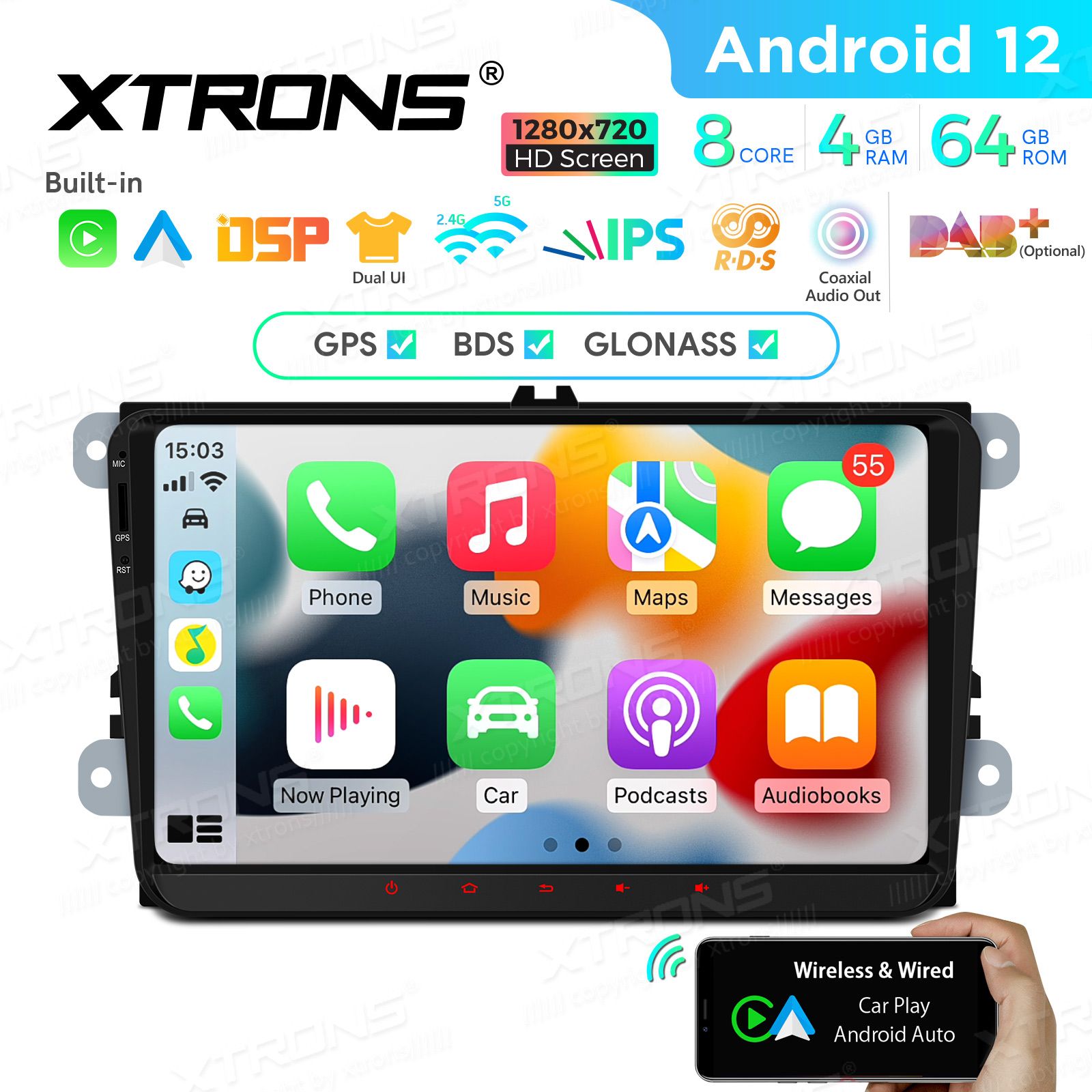 VW Passat B6 | B7 | Multivan | Transporter T5 | T6 | Amarok | Tiguan | Touran | Sharan mudelipõhine Android 12 GPS autoraadio ja multimeedia keskus