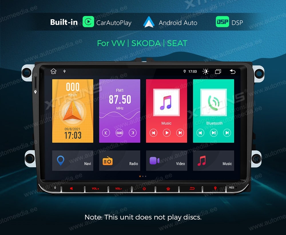 VW Passat B6 | B7 | Multivan | Transporter T5 | T6 | Amarok | Tiguan | Touran | Sharan XTRONS PME90MTVL merkkikohtainen Android GPS multimedia näyttösoitin