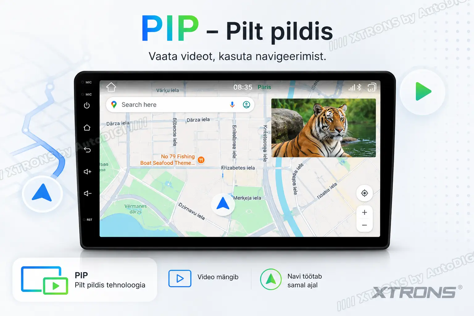 XTRONS XTR10MAN XTRONS XTR10MAN PIP pilt pildis video kuvamine autoraadio ekraanil